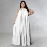 Plus Size Solid Sleeveless Big Swing Maxi Dress NNWF-7463