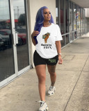 Casual Printed T Shirt And Shorts 2 Piece Sets SHD-9372