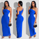 Fashion Sexy Single Shoulder Hollow Solid Color Maxi Dress YD-8577