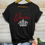 Fashion Casual QUEEN Letter T-Shirt Top WAF-000224