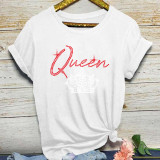 Fashion Casual QUEEN Letter T-Shirt Top WAF-000224