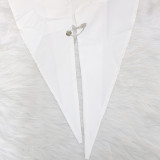 Solid Notched Collar Sleeveless Top (With Brooch)SH-390278