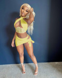 Sexy Crop Top+Mini Skirt+Briefs 3 Piece Sets NIK-292