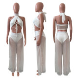 Sexy Halter Crop Top And Pants 2 Piece Sets NIK-294