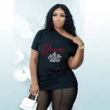 Fashion Casual QUEEN Letter T-Shirt Top WAF-000224