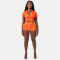 Solid Hooded Zipper Two Piece Shorts Set CH-8210