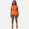 Solid Hooded Zipper Two Piece Shorts Set CH-8210