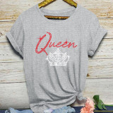 Fashion Casual QUEEN Letter T-Shirt Top WAF-000224