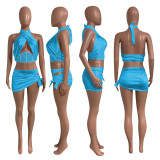 Sexy Crop Top+Mini Skirt+Briefs 3 Piece Sets NIK-292