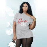Fashion Casual QUEEN Letter T-Shirt Top WAF-000224