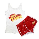 Plus Size Casual Prited Tank Top And Shorts 2 Piece Sets SHD-9363