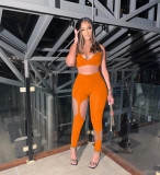 Sexy Halter Hollow Out Two Piece Pants Sets YIBF-60138