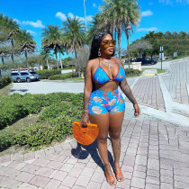 Printed Bra Shorts Beach Swimsuit Two Piece Set QSF-51060
