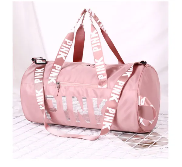 PINK Letter Sequin Travel Sports Storage Bag GBRF-92143