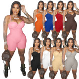 Solid Sexy Spaghetti Strap Tight Romper ME-8065