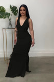 Solid Lace-Up Hollow Out Sleeveless Maxi Dress ZDF-31196