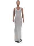 Solid Lace-Up Hollow Out Sleeveless Maxi Dress ZDF-31196