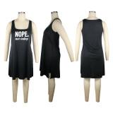 Casual Letter Print Long Tank Top Shorts Two Piece Set TE-2047