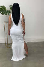 Solid Lace-Up Hollow Out Sleeveless Maxi Dress ZDF-31196