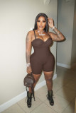 Solid Sexy Spaghetti Strap Tight Romper ME-8065