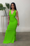 Solid Lace-Up Hollow Out Sleeveless Maxi Dress ZDF-31196