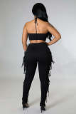 Solid Sexy Lace-Up Tube Top+Pants 2 Piece Sets ME-8052