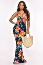 Floral Print Hollow Out Sling Jumpsuit ME-8054
