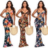Floral Print Hollow Out Sling Jumpsuit ME-8054