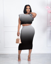 Casual Sexy Gradient Top And Skirt Two Piece Sets CL-6124