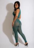 Fashion Sexy Mesh Perspective Short Top And Pants 2 Piece Sets HMS-5539