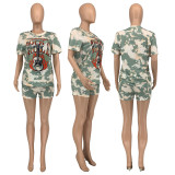 Fashion Casual Print Short Sleeve Shorts Two Piece Set GLF-10090