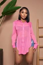 Solid Color Long Sleeve Lapel Chiffon Shirt HMS-5543