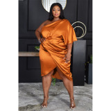 Plus Size Sexy One Shoulder Midi Dress ASL-7078