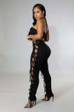 Solid Sexy Lace-Up Tube Top+Pants 2 Piece Sets ME-8052