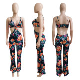 Floral Print Hollow Out Sling Jumpsuit ME-8054
