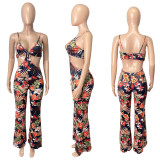 Floral Print Hollow Out Sling Jumpsuit ME-8054