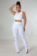 Solid Color Vest Hollow Lace-up Pants Two Piece Sets LX-6925