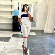Plus Size Casual Sports Short Sleeve 2 Piece Sets SH-390282