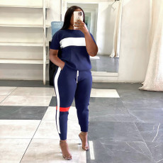 Plus Size Casual Sports Short Sleeve 2 Piece Sets SH-390282