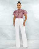 Solid Hollow Out Short Sleeve Top Sexy NIK-290