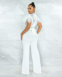 Solid Hollow Out Short Sleeve Top Sexy NIK-290