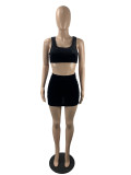 Velvet Solid Color Vest And Mini Skirt Two Piece Sets ML-7473