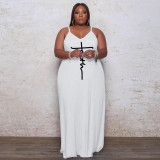 Plus Size Casual Sling Print Maxi Dress WAF-772081