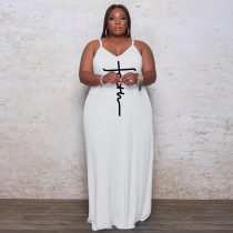 Plus Size Casual Sling Print Maxi Dress WAF-772081
