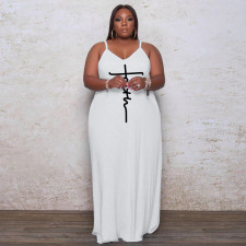 Plus Size Casual Sling Print Maxi Dress WAF-772081
