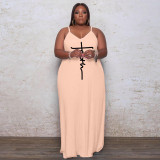 Plus Size Casual Sling Print Maxi Dress WAF-772081