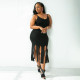 Plus Size Sexy Solid Color Sling Tassel Dress ONY-7001