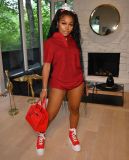 Trendy Short Sleeve Top+Shorts Two Piece Sets FENF-224