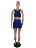 Velvet Solid Color Vest And Mini Skirt Two Piece Sets ML-7473