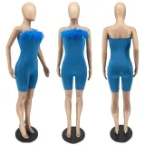 Solid Color Plush Decorate Tube Top Playsuits WSM-5307